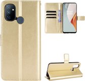 OnePlus Nord N100 hoesje - Wallet bookcase - Goudkleurig - GSM Hoesje - Telefoonhoesje Geschikt Voor: OnePlus Nord N100