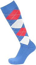 Pfiff sokken - Ruitersokken Blauw - Wit - Rood - Sportsokken - Paardrijden - Unisex sokken - Kniesokken - Maat 40-42