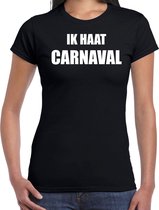 Ik haat carnaval verkleed t-shirt / outfit zwart voor dames - carnaval / feest shirt kleding / kostuum M