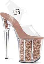 Pleaser Sandaal met enkelband, Paaldans schoenen -41 Shoes- FLAMINGO-808G Paaldans schoenen Roze/Transparant