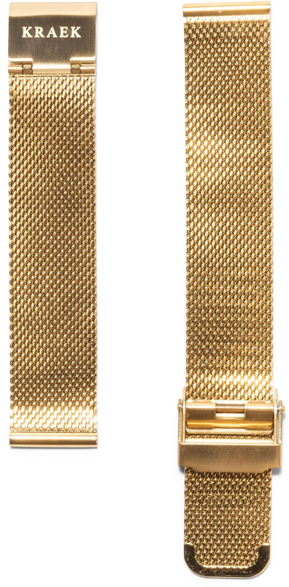 KRAEK Goud Mesh - horlogebandje met quick release - 18 mm bandje - Easy click