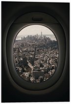 Dibond - Stad vanuit Vliegtuigraampje - 40x60cm Foto op Aluminium (Wanddecoratie van metaal)