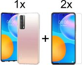 Huawei p smart 2021 hoesje case siliconen transparant hoesjes cover hoes - 2x Huawei p smart 2021 screenprotector