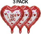 Valentijn cadeautje voor hem - Valentijn cadeautje voor haar - 3-Pack Folie ballonnen - Valentijn ballonnen I Love You - Valentijn decoratie - 46 CM - Valentijns cadeautjes - Valen