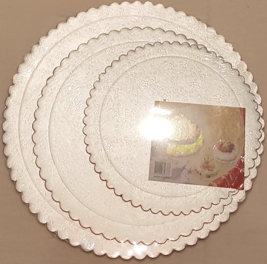 Commerline 100 stuks taartonderlegger, 28 cm ronde taartplateaus, wit taartbord, voedselveilig, karton cakeboard, wegwerp, taartonderleggers voor taarten en taarten