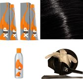 XP100 haarverfpakket kleur 1.0  Zwart (2x 100ML) met 3% waterstof ( 1x 250ML) incl verfbakje, kwast, maatbeker, puntkam en handschoenen