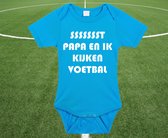 Rompertjes baby - papa en ik kijken voetbal samen - baby kleding met tekst - kraamcadeau jongen - maat 56 blauw