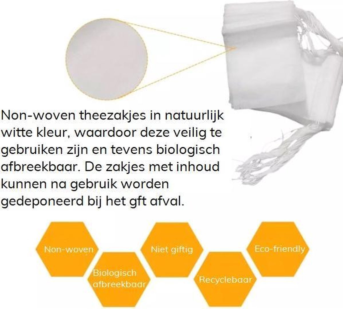 200 Stuks Lege Theezakjes voor Losse Thee 5 x 7 cm - Biologisch Afbreekbaar  en Recyclebaar | bol.com