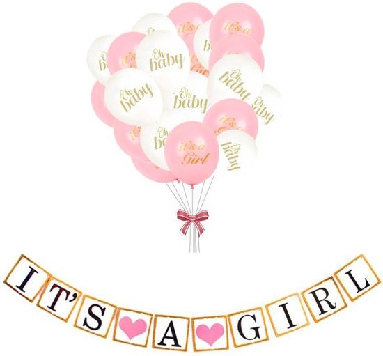 of Geometrie Ontrouw Geboorte versiering meisje - Babydouche Babyshower decoratie roze- baby  ballonnen... | bol.com