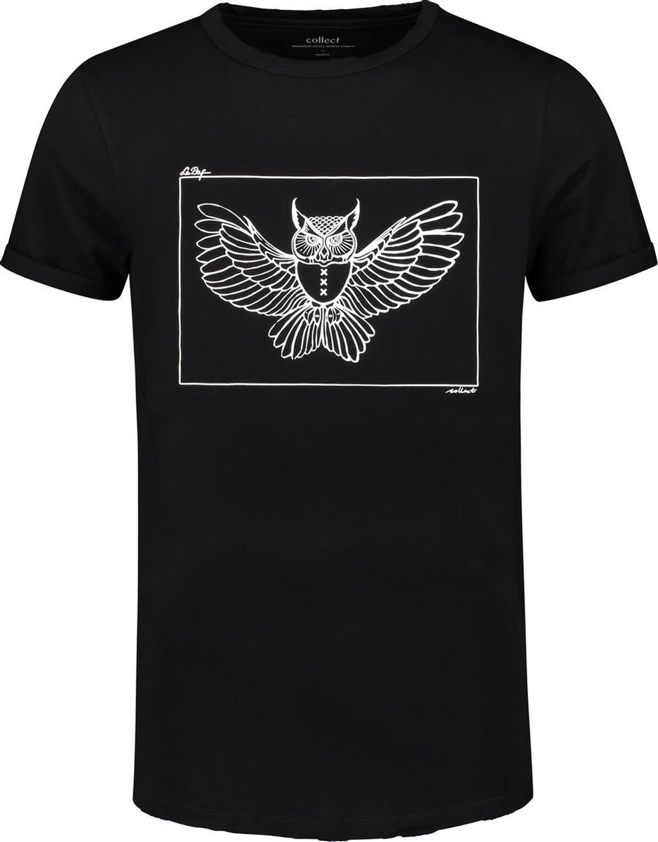 Collect The Label - Hip Tattoo Uil T-shirt - Zwart - Unisex - XXL