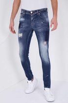 Luxe Heren Jeans met Paint Drops - Slim Fit - 5201C- Blauw
