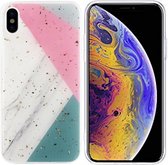 BackCover Marble Glitter - Telefoonhoesje - Hoesje voor Apple iPhone Xs Max - Grijs