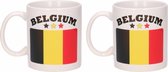 Set de 2x pièces de mugs drapeau belge 300 Ml - Articles de fête décoration Landen Belgique
