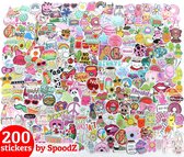 Stickerbomb Laptop stickers 200 stuks voor meisjes | Hoogwaardige Stickersset stickerbomb FUNNY roze paars ST17