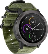 Nylon Smartwatch bandje - Geschikt voor  Garmin Vivoactive 4 nylon gesp band - 45mm - groen - Horlogeband / Polsband / Armband
