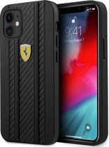 Zwart hoesje Ferrari - Backcover - iPhone 12 Mini - Carbon Stripes
