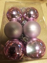 kerstballen - roze - mat en glanzend - onbreekbaar - 3 cm - 12 stuks