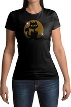 Mysterieuze Kat T-shirt - Dames - Maat XL - Zwart