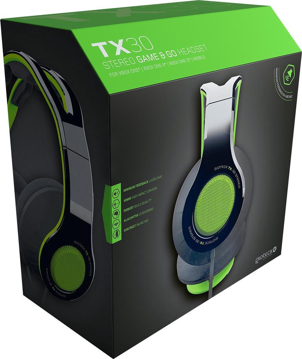 Gioteck TX30 Stereo Game Go Headset - Groen - PS4, Xbox One & mobiel