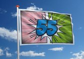 Verjaardagsvlag: '55' - 200x300 cm