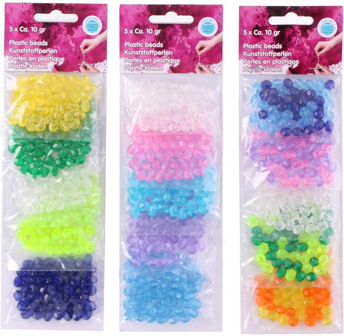 Kralen 5x 10 grams assorti kleur, kindercrea