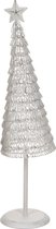 J-Line Kerstboom Rond Glitter Metaal Wit Small Set van 2 stuks