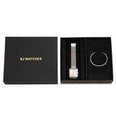SJ WATCHES Geschenkset Avignon Horloge 28.5mm + Armbandje - Gift set - Geschenkset voor vrouwen - Zilveren dames horloge geschenkset