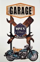 3D wanddecoratie "Garage Open 24 hours" 80x50cm