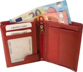 Leren Portemonnee Heren / Dames - Billfold Heren - Staand Model - Echt Leer - Rood