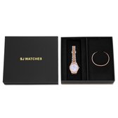 SJ WATCHES Geschenkset MEAUX Horloge 32mm + Armbandje - Gift set - Geschenkset voor vrouwen - Zilver Rosegouden horloge