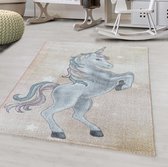 Impression Unicorn Eenhoorn Laagpolig Baby Kinderkamer Vloerkleed Geel- 80x150 CM.