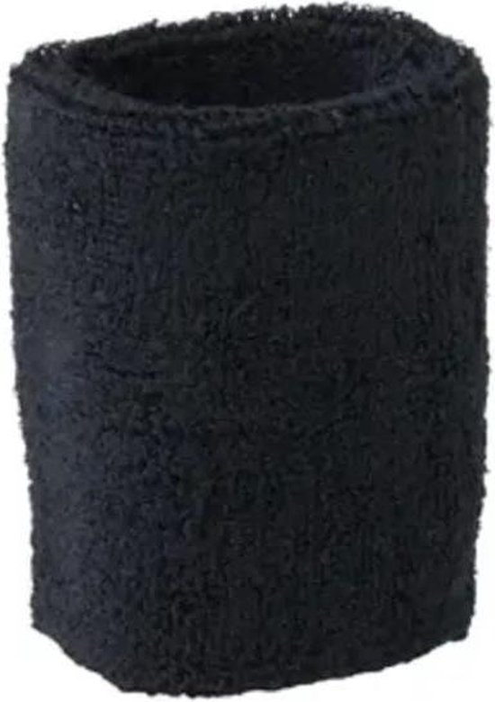Zweetbandjes Pols 2 stuks Unisex – Zwart