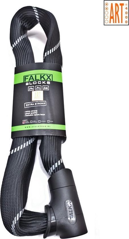 Falkx à chaîne - Homologué ART2 - Longueur 110 cm - Maillons 8,3 mm - Avec tête de verrouillage de Luxe - Zwart