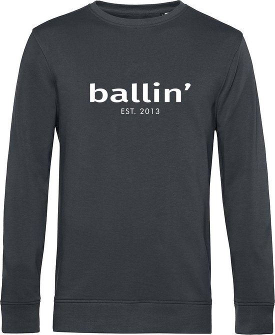 Heren Sweaters met Ballin Est. 2013 Basic Sweater Print - Grijs - Maat XS