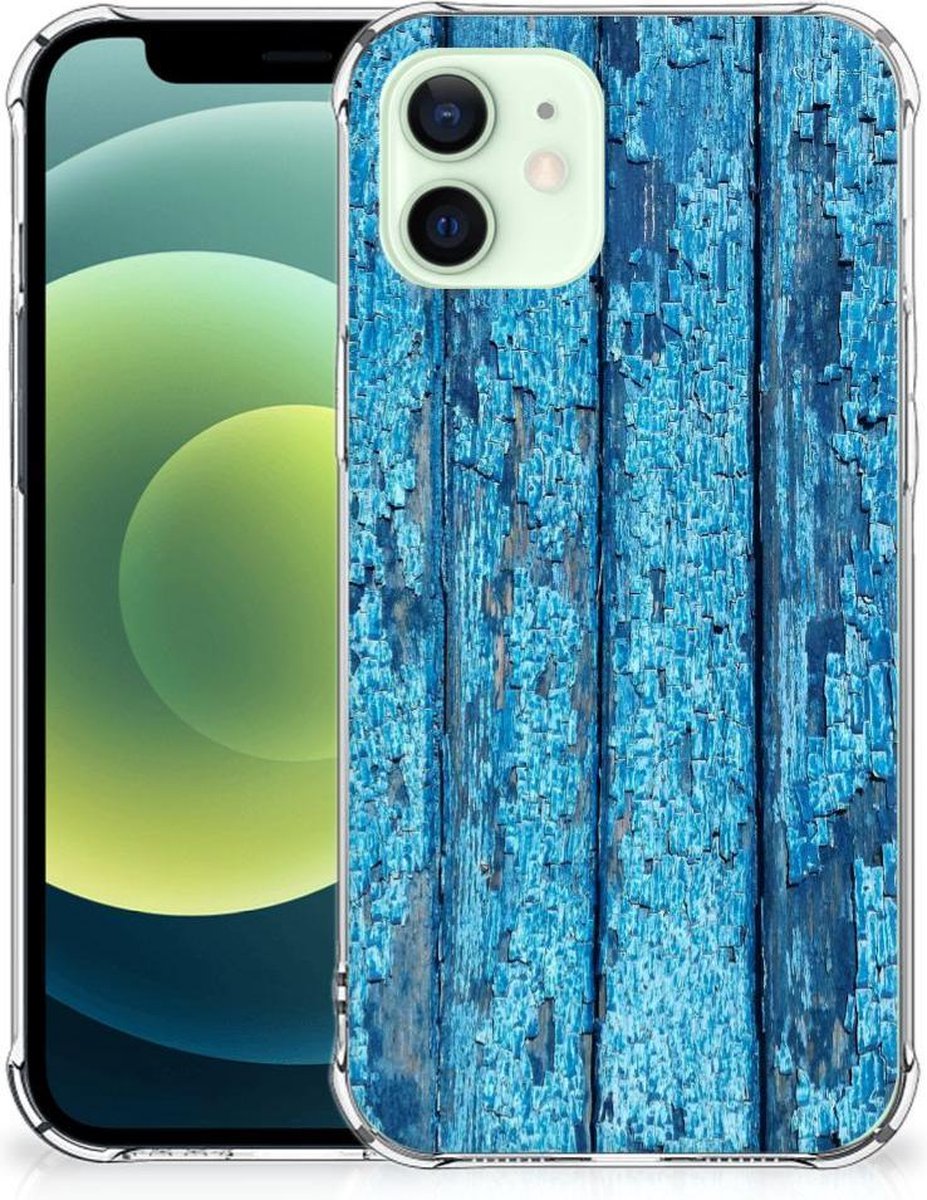 iPhone 12 Mini Stevig Telefoonhoesje Wood Blue