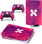 Sony PS5 Disk Edition Console Skins - Liquid Grunge Paars / Rood (Let op, alleen geschikt voor PlayStation 5 Disk Edition - zie productafbeelding)