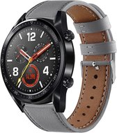 Leer Smartwatch bandje - Geschikt voor  Huawei Watch GT bandje leer - grijs - 42mm - Horlogeband / Polsband / Armband