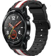 Siliconen Smartwatch bandje - Geschikt voor Huawei Watch GT Special Edition band - zwart/wit - 42mm - Horlogeband / Polsband / Armband