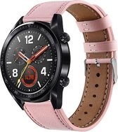 Leer Smartwatch bandje - Geschikt voor  Huawei Watch GT bandje leer - roze - 42mm - Horlogeband / Polsband / Armband