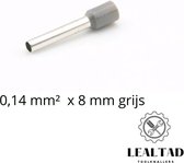 Adereindhuls 0,14x8 mm grijs 100 stuks | Ferrule | Draadhuls | Adereindhulzen | Eindverbinder