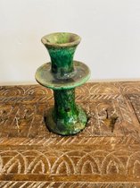 Tamegroute kandelaar | 17 cm groen | Marokkaanse Aardewerk Groen