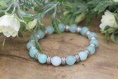 Bubbels sieraden handgemaakte elastische natuurkralen armband mint  maat S - Sieraden sjoppie