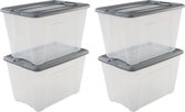 IRIS New Topbox Opbergbox - 60L - Kunststof - Transparant/Silver - Set van 4