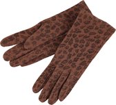 About Accessories - Dames handschoenen met dierenprint en touchvingers - Winter - Cognac Bruin