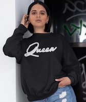 King / Queen Trui Premium Black (Queen - Maat M) | Koppel Cadeau | Valentijn Cadeautje voor hem & haar