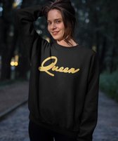 King / Queen Trui Premium Black Gold (Queen - Maat M) | Koppel Cadeau | Valentijn Cadeautje voor hem & haar