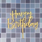 Cake Topper Happy Birthday High Gold - Goud | Taart Decoratie | Verjaardagversiering | Taartversiering