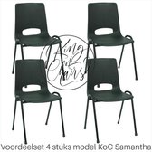 King of Chairs -Set van 4- Model KoC Samantha zwart met zwart onderstel. Stapelstoel kuipstoel vergaderstoel tuinstoel kantine stoel stapel stoel kantinestoelen stapelstoelen kuips