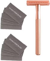 BS online Store Safety Razor + 10 scheermesjes Rose Gold Goud voor vrouwen dames Double Edge Single Blade Zero Waste Duurzaam Scheren