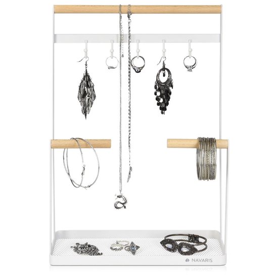 Sieradenstandaard kettinghouder - Hoog metaal en hout Organizer Display  Hanger om... | bol.com